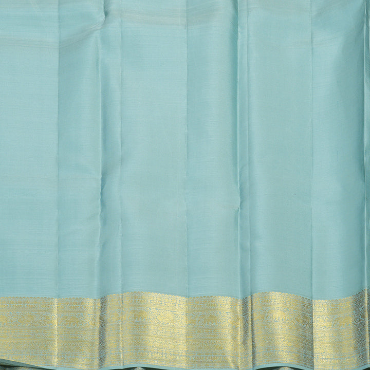 Hayagrivas Handloom Emerald Green Kanjivaram Silk Saree with Powder Blue Border SSCBF23D15-2