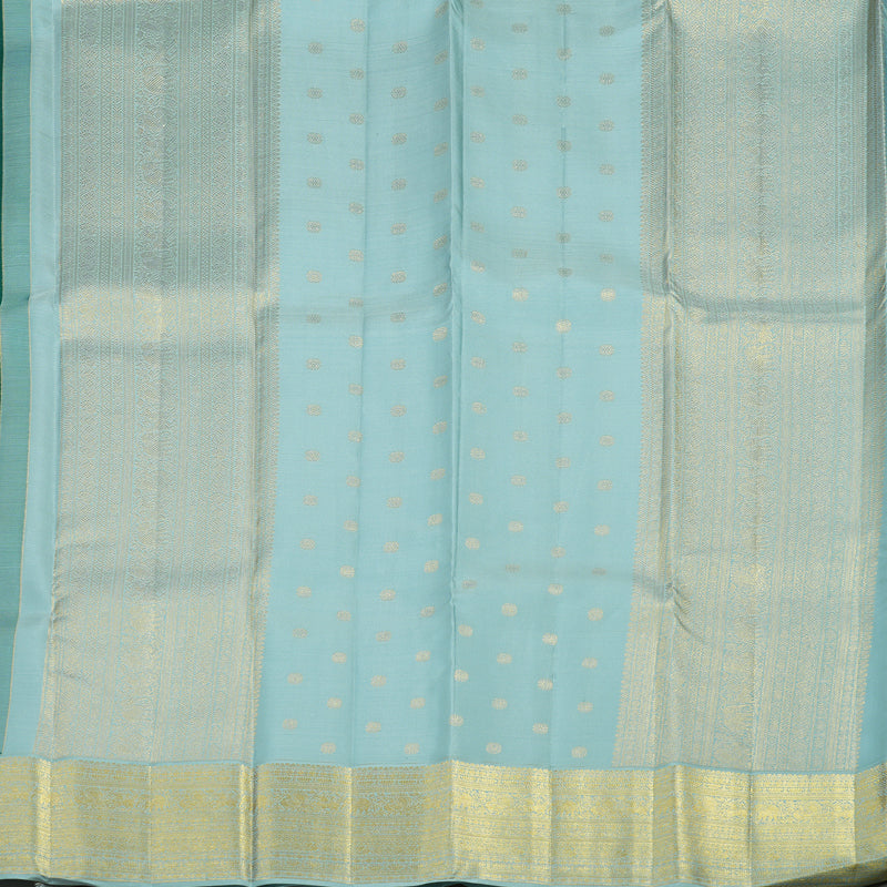 Hayagrivas Handloom Emerald Green Kanjivaram Silk Saree with Powder Blue Border SSCBF23D15-2