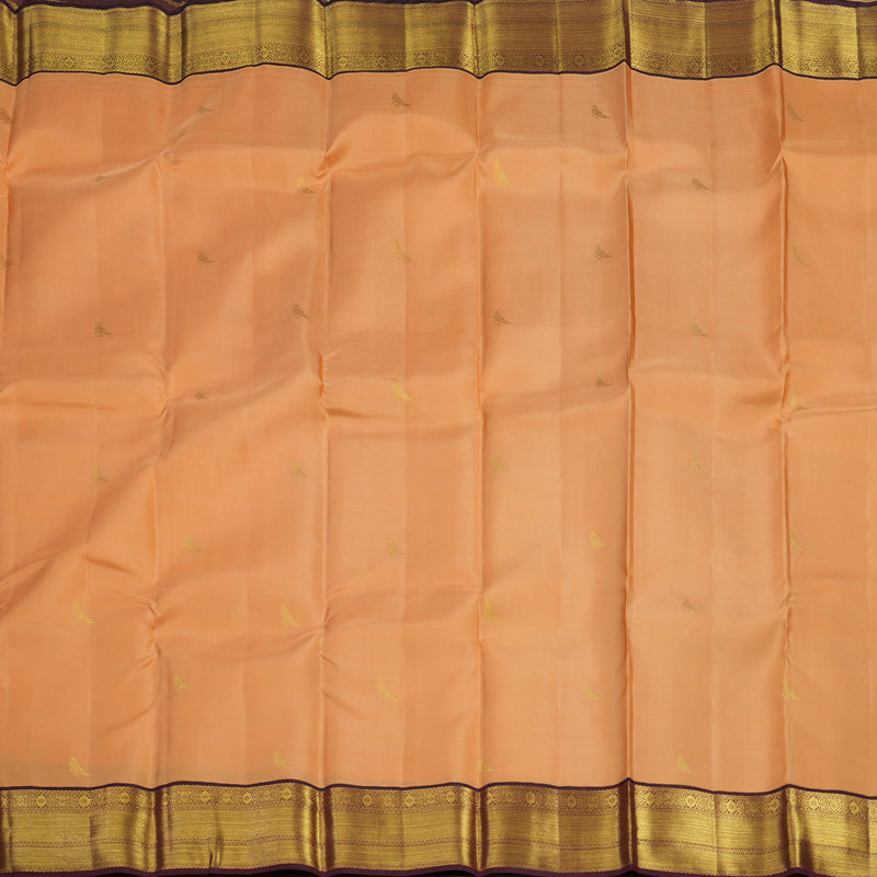 Hayagrivas Handloom Peach Orange Kanjivaram Silk Saree with Wine Maroon Border SSCBF23D16-5