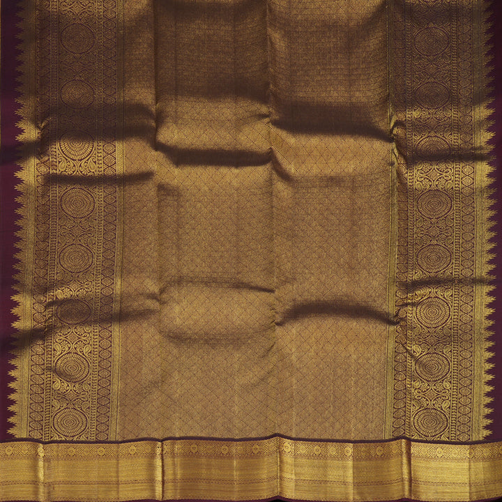Hayagrivas Handloom Peach Orange Kanjivaram Silk Saree with Wine Maroon Border SSCBF23D16-5