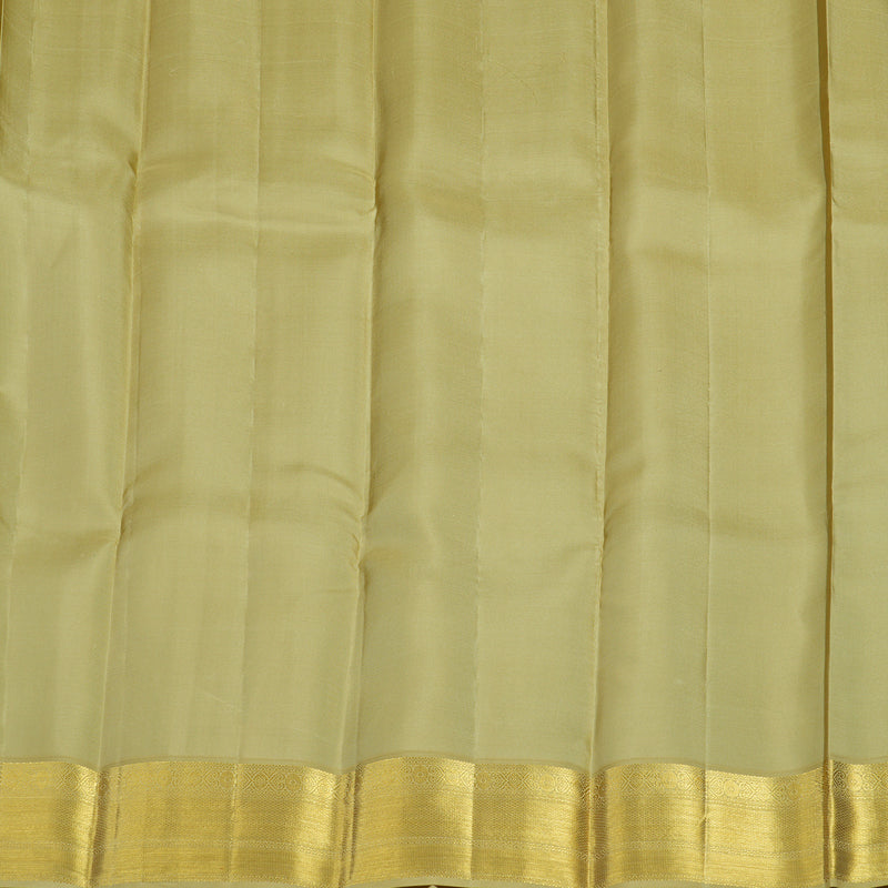 Hayagrivas Handloom Dark Green Kanjivaram Silk Saree with Sandal Beige Border SSCBF23D16-6