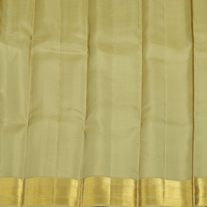 Hayagrivas Handloom Dark Green Kanjivaram Silk Saree with Sandal Beige Border SSCBF23D16-6