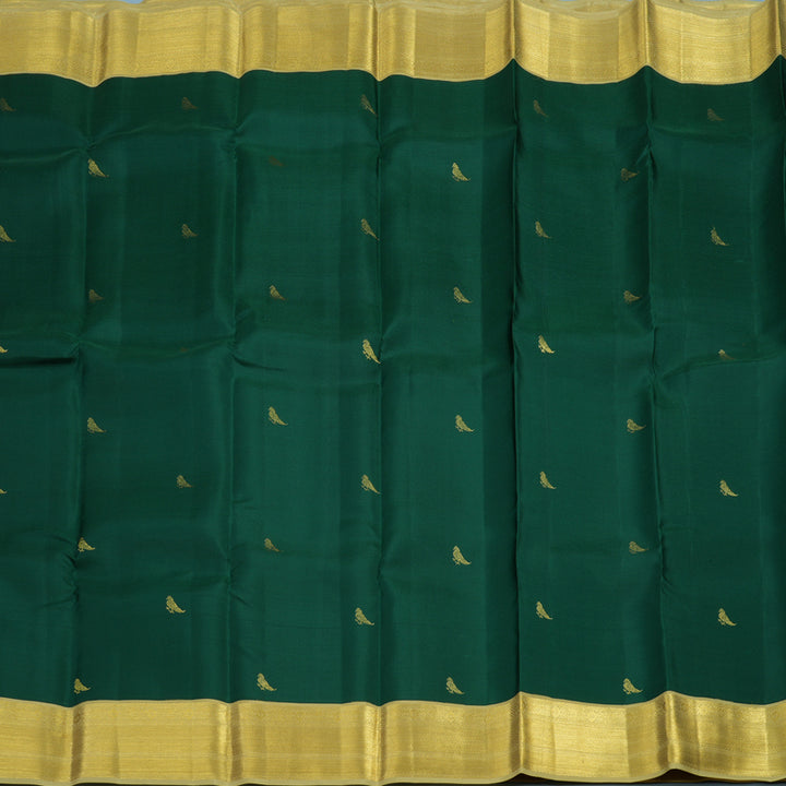 Hayagrivas Handloom Dark Green Kanjivaram Silk Saree with Sandal Beige Border SSCBF23D16-6