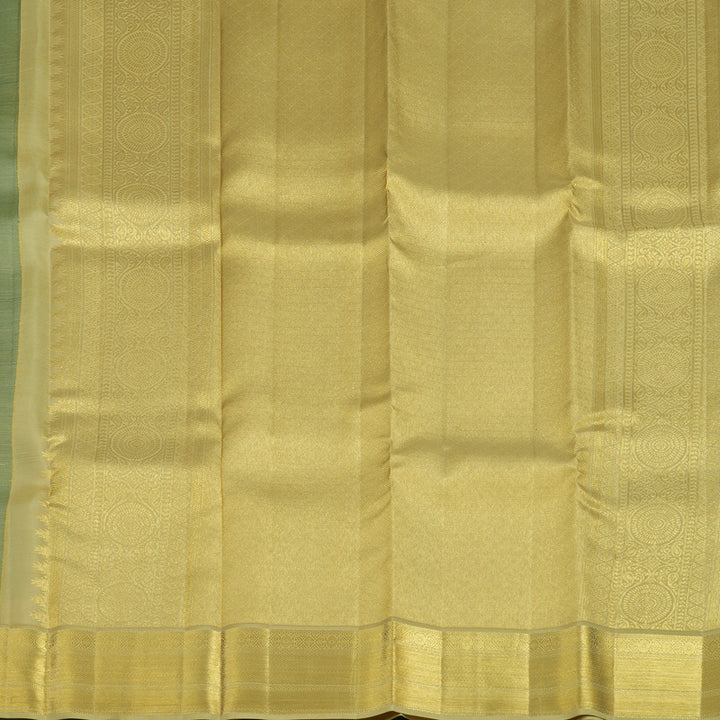 Hayagrivas Handloom Dark Green Kanjivaram Silk Saree with Sandal Beige Border SSCBF23D16-6