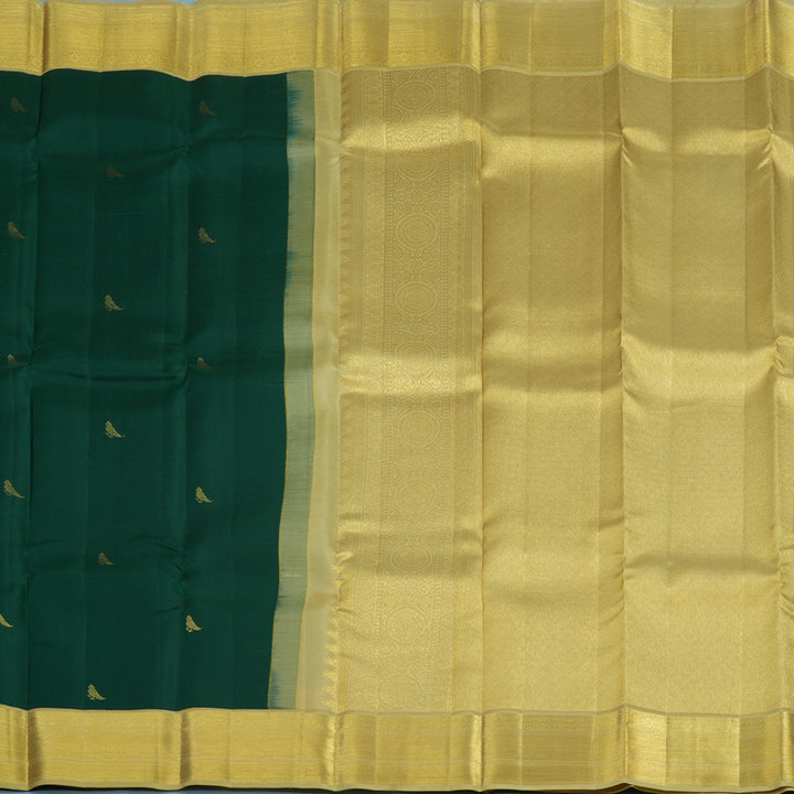 Hayagrivas Handloom Dark Green Kanjivaram Silk Saree with Sandal Beige Border SSCBF23D16-6