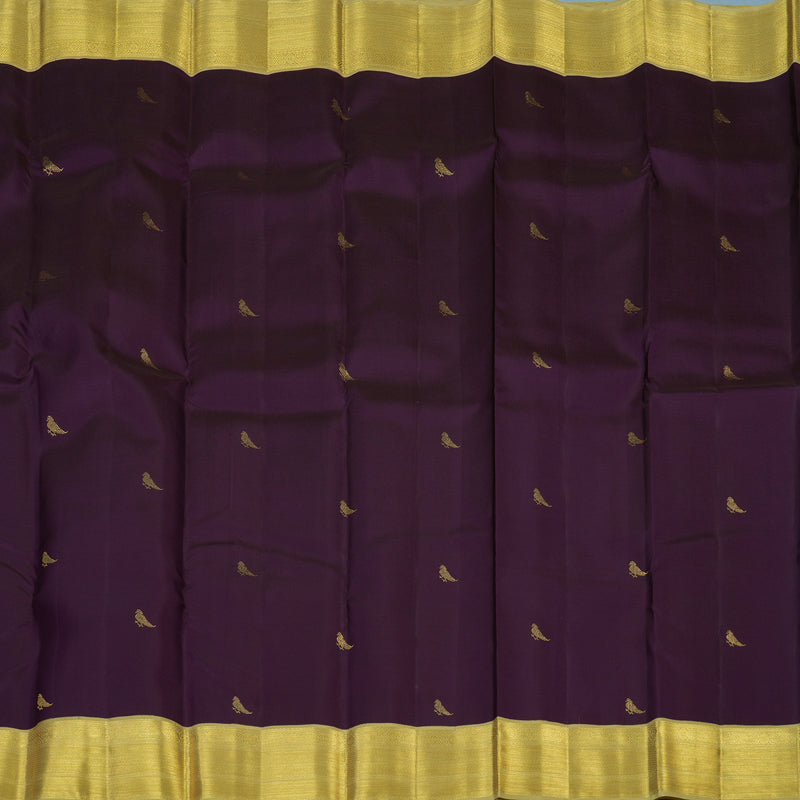 Hayagrivas Handloom Dark Purple Kanjivaram Silk Saree with Pista Green Border SSCBF23D16-7