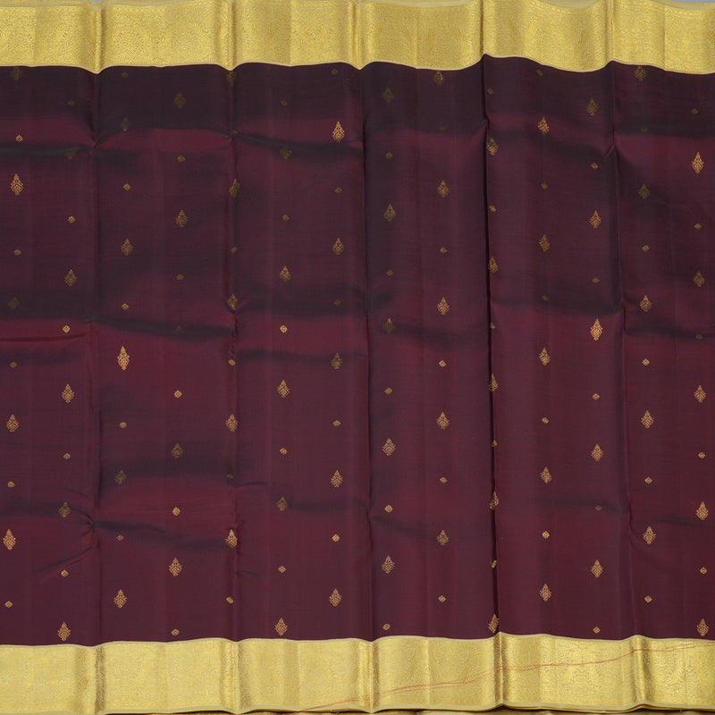 Hayagrivas Handloom Wine Maroon Kanjivaram Silk Saree with Sandal Border SSCBF23D16-9