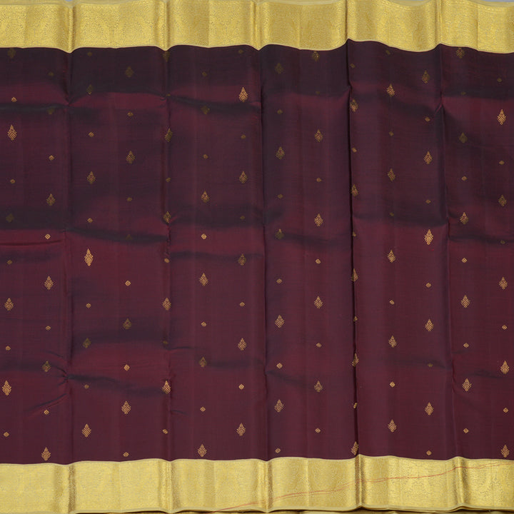 Hayagrivas Handloom Wine Maroon Kanjivaram Silk Saree with Sandal Border SSCBF23D16-9