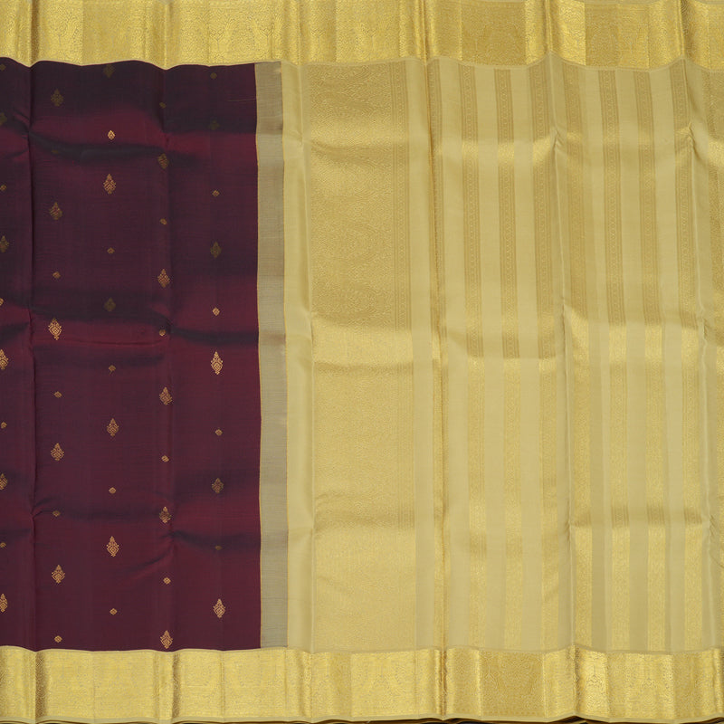 Hayagrivas Handloom Wine Maroon Kanjivaram Silk Saree with Sandal Border SSCBF23D16-9