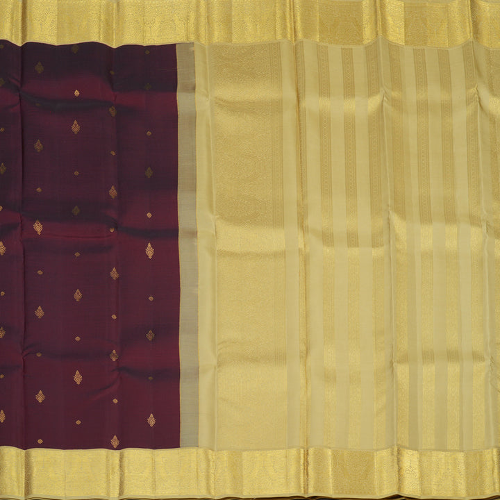 Hayagrivas Handloom Wine Maroon Kanjivaram Silk Saree with Sandal Border SSCBF23D16-9