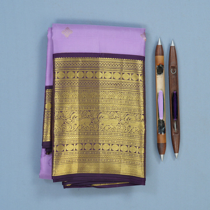 Hayagrivas Handloom Lavendar Kanjivaram Silk Saree with Nagapazham Border SSCBF23D17-3