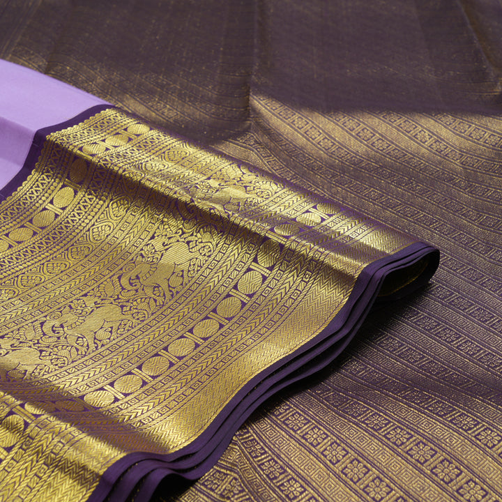Hayagrivas Handloom Lavendar Kanjivaram Silk Saree with Nagapazham Border SSCBF23D17-3