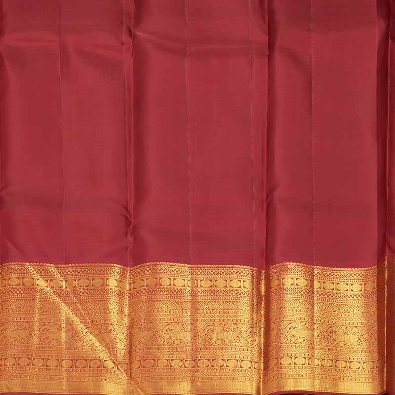 Hayagrivas Handloom Parrot Green Kanjivaram Silk Saree with Red Border SSCBF23D17-4