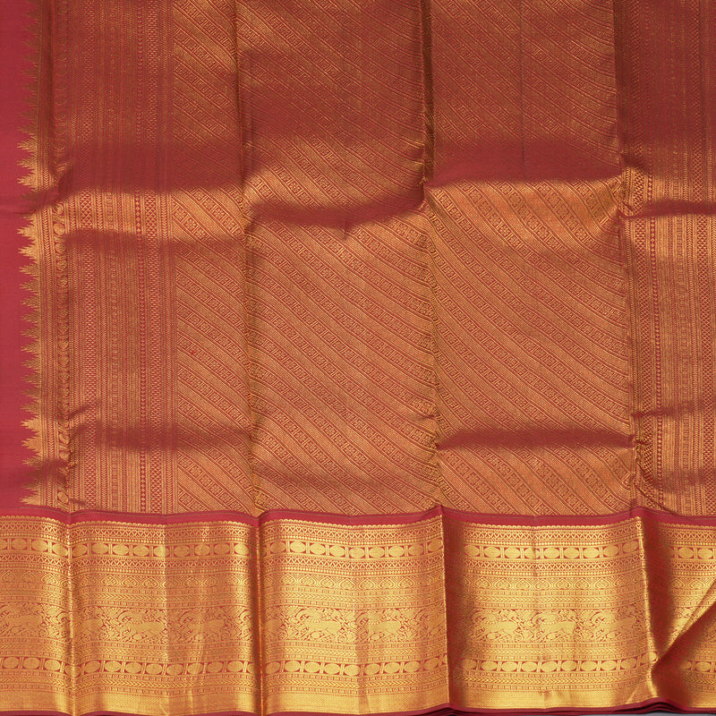 Hayagrivas Handloom Parrot Green Kanjivaram Silk Saree with Red Border SSCBF23D17-4