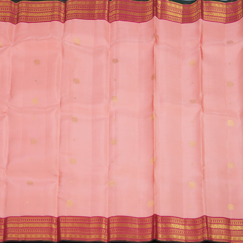 Hayagrivas Handloom Peach Pink Kanjivaram Silk Saree with Pink Border SSCBF23D18-1