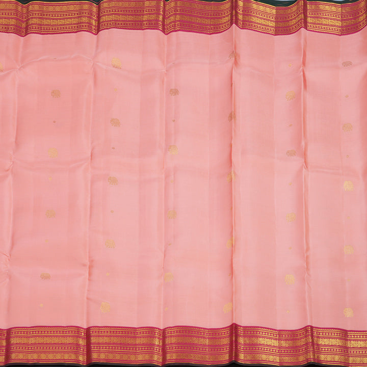 Hayagrivas Handloom Peach Pink Kanjivaram Silk Saree with Pink Border SSCBF23D18-1