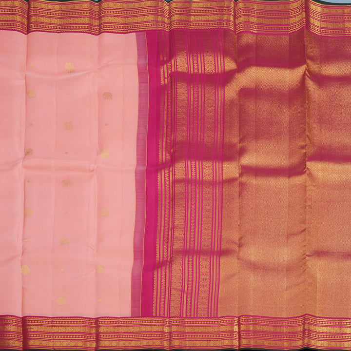 Hayagrivas Handloom Peach Pink Kanjivaram Silk Saree with Pink Border SSCBF23D18-1
