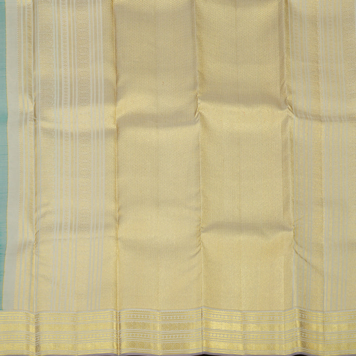 Hayagrivas Handloom Teal Green Kanjivaram Silk Saree with Beige Border SSCBF23D18-2