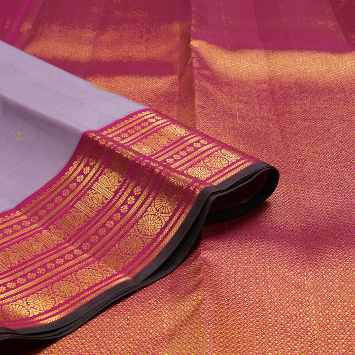Hayagrivas Handloom Lavendar Kanjivaram Silk Saree with Pink Border SSCBF23D18-4