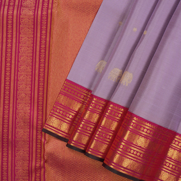 Hayagrivas Handloom Lavendar Kanjivaram Silk Saree with Pink Border SSCBF23D18-4