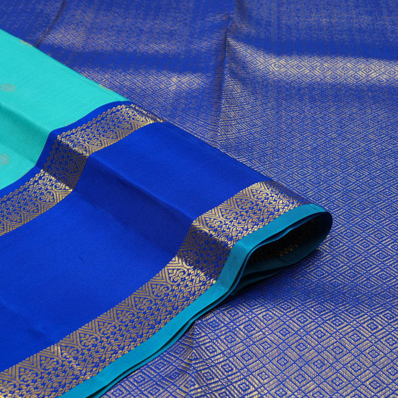 Hayagrivas Handloom Sky Blue Kanjivaram Silk Saree with MS Blue Border SSCBF23D19-3