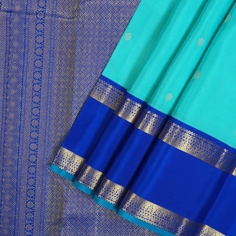 Hayagrivas Handloom Sky Blue Kanjivaram Silk Saree with MS Blue Border SSCBF23D19-3