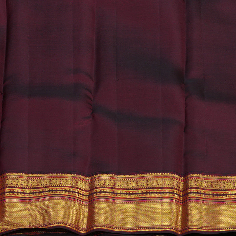 Hayagrivas Handloom Seafoam Teal Kanjivaram Silk Saree with Wine Border SSCBF23D20-4