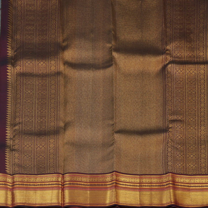 Hayagrivas Handloom Seafoam Teal Kanjivaram Silk Saree with Wine Border SSCBF23D20-4