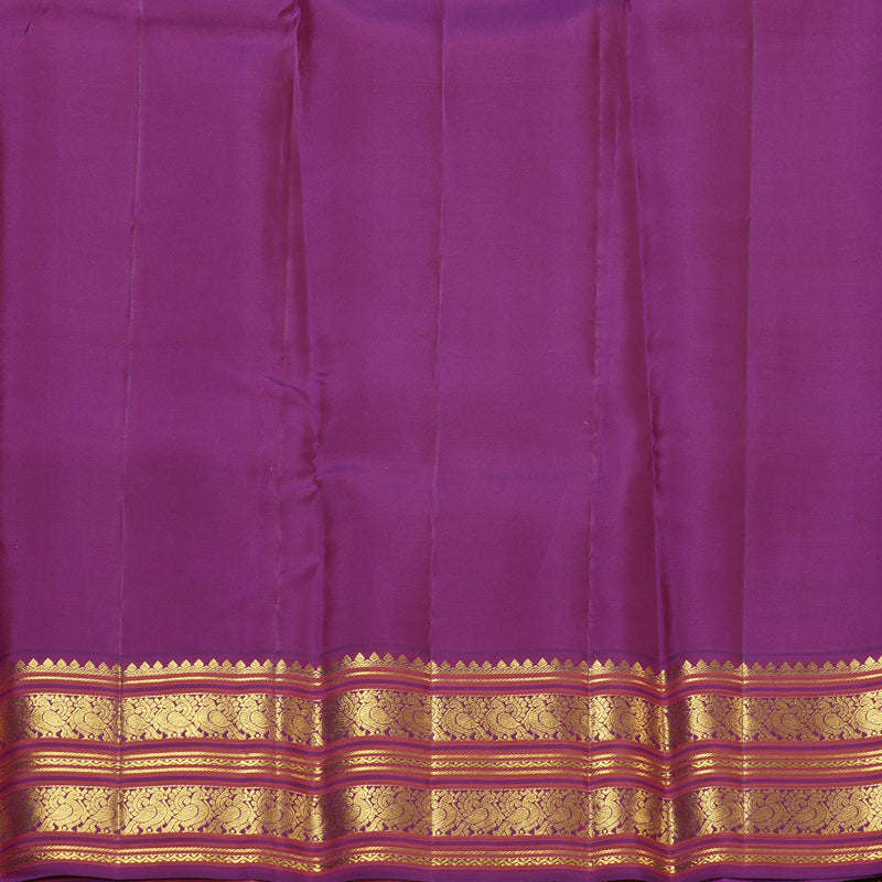 Hayagrivas Handloom Lime Green Kanjivaram Silk Saree with Violet Border SSCBF23D20-7