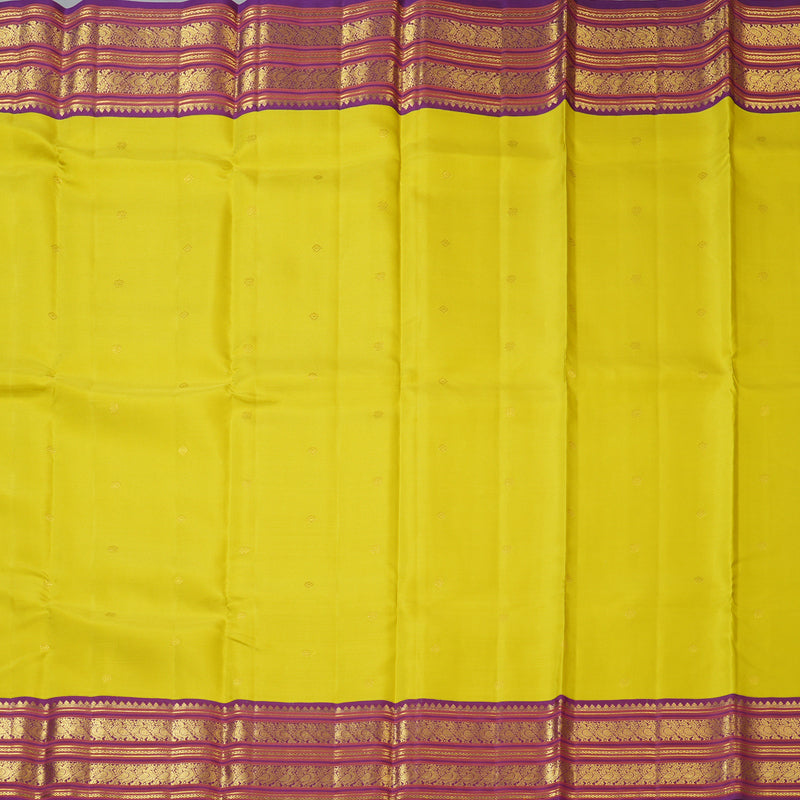 Hayagrivas Handloom Lime Green Kanjivaram Silk Saree with Violet Border SSCBF23D20-7