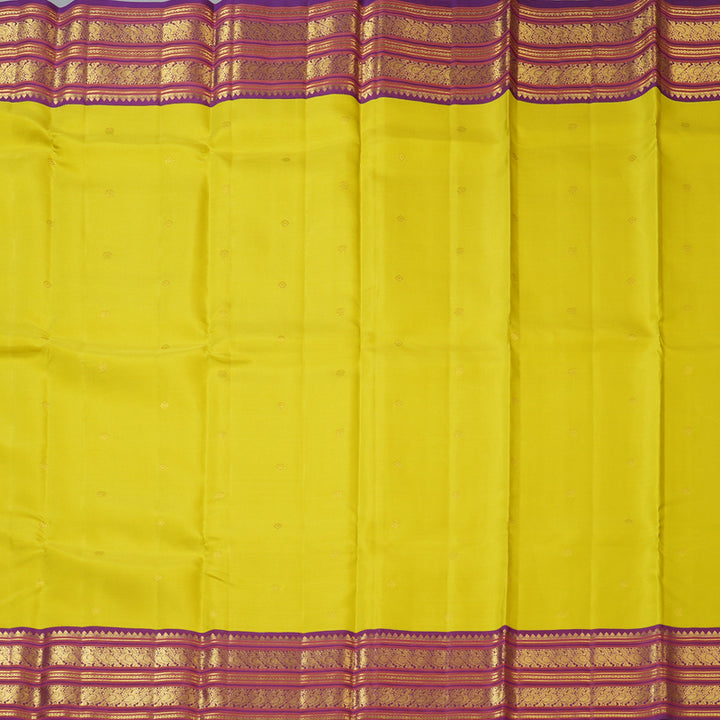 Hayagrivas Handloom Lime Green Kanjivaram Silk Saree with Violet Border SSCBF23D20-7