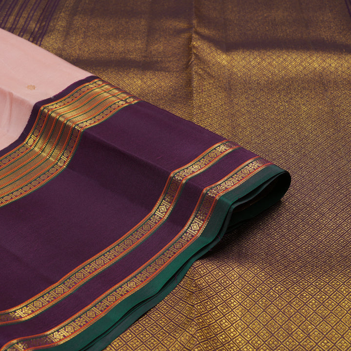 Hayagrivas Handloom Rosewwood Pink Kanjivaram Silk Saree with Deep Violet Border SSCBF23D20-8