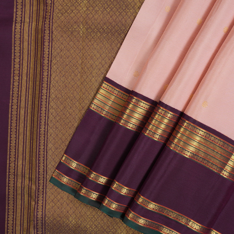 Hayagrivas Handloom Rosewwood Pink Kanjivaram Silk Saree with Deep Violet Border SSCBF23D20-8