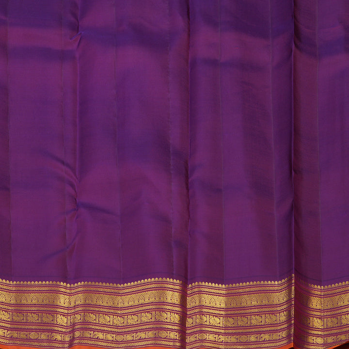 Hayagrivas Handloom Parrot Green Kanjivaram Silk Saree with Purple Border SSCBF23D21-2