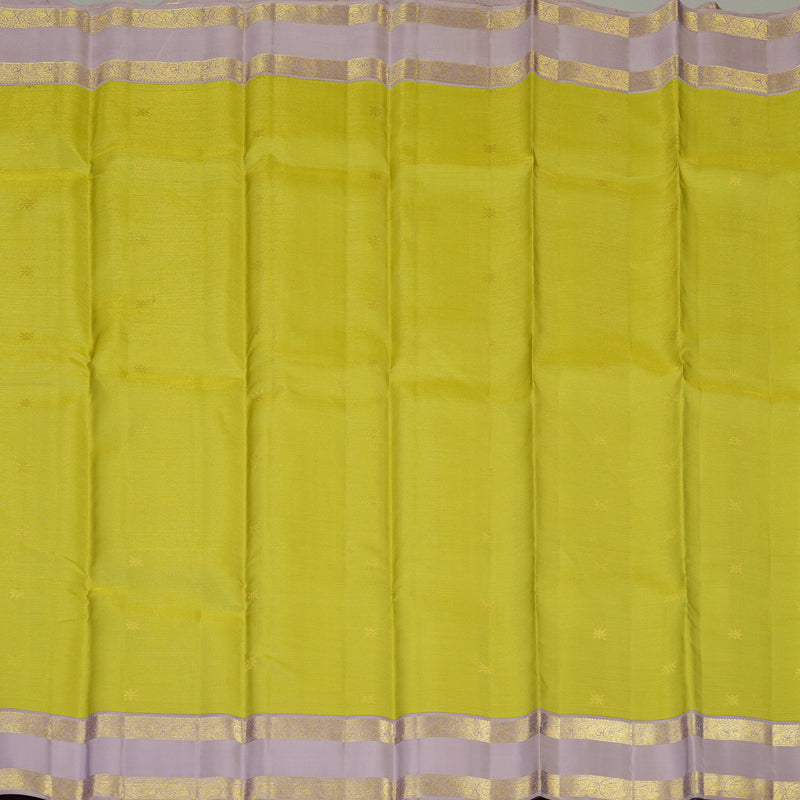 Hayagrivas Handloom Pista Green Kanjivaram Silk Saree with Lilac Border SSCBF23D23-1
