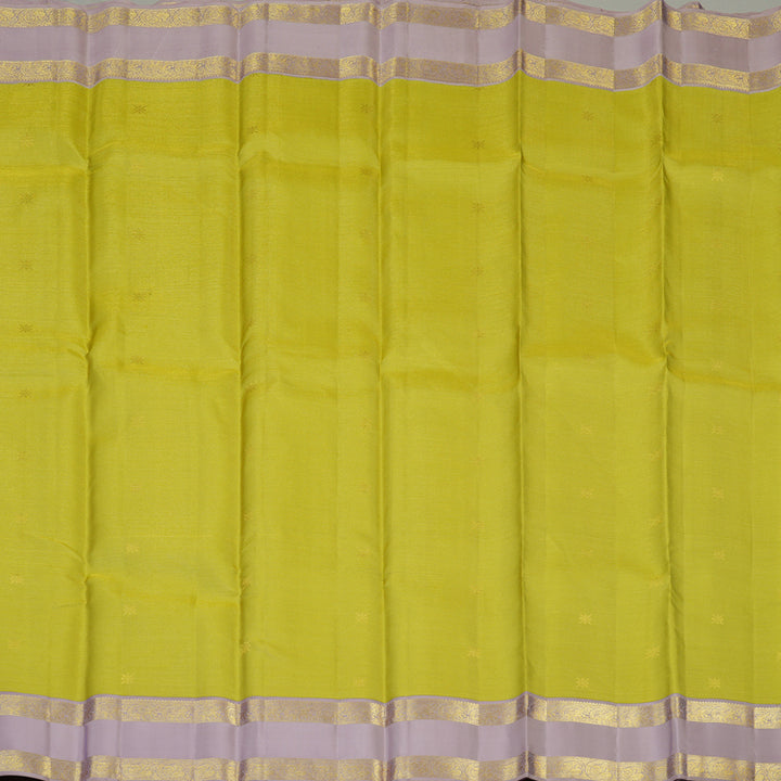 Hayagrivas Handloom Pista Green Kanjivaram Silk Saree with Lilac Border SSCBF23D23-1