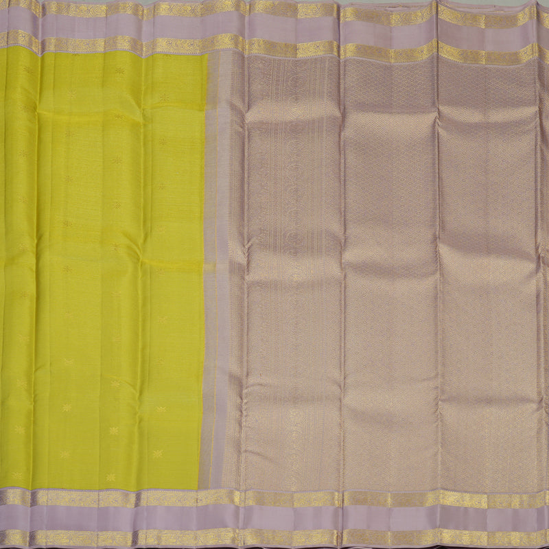 Hayagrivas Handloom Pista Green Kanjivaram Silk Saree with Lilac Border SSCBF23D23-1
