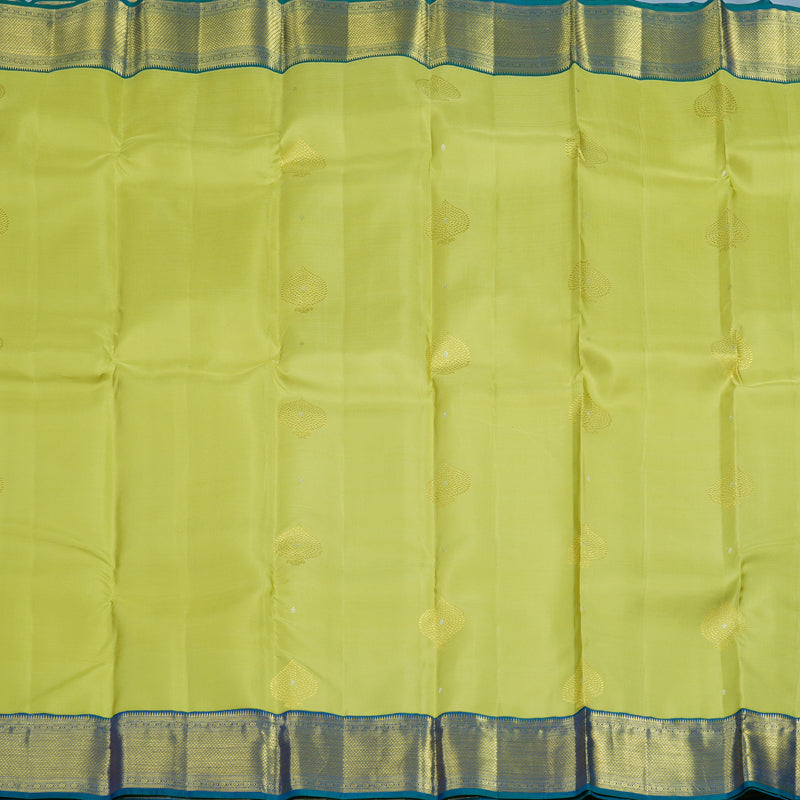 Hayagrivas Handloom Lime Green Kanjivaram Silk Saree with Mayilkazhuthu Border SSCBF23D3-7