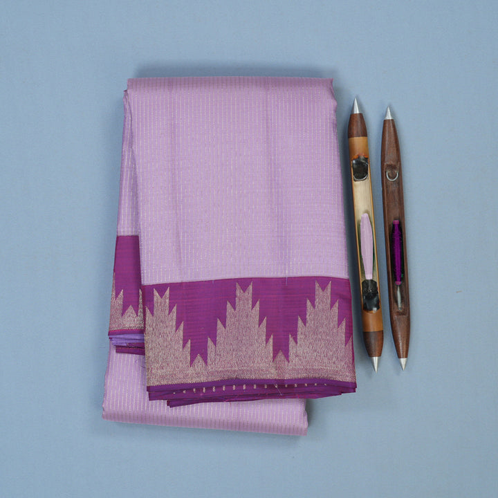 Hayagrivas Handloom Lilac Kanjivaram Silk Saree with Purple Border SSCBF23D4-1
