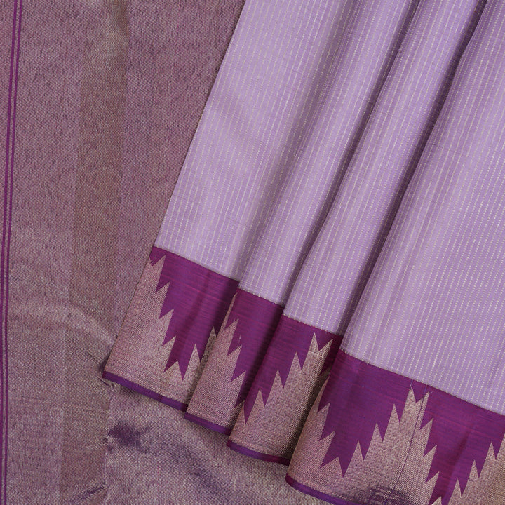 Hayagrivas Handloom Lilac Kanjivaram Silk Saree with Purple Border SSCBF23D4-1