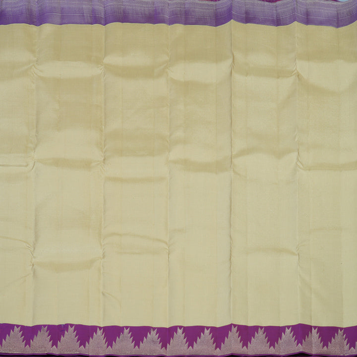 Hayagrivas Handloom Beige Kanjivaram Silk Saree with Purple Border SSCBF23D4-3