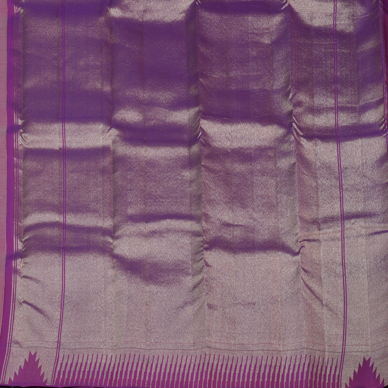 Hayagrivas Handloom Beige Kanjivaram Silk Saree with Purple Border SSCBF23D4-3