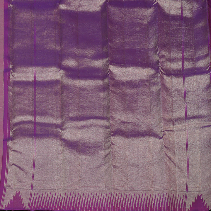 Hayagrivas Handloom Beige Kanjivaram Silk Saree with Purple Border SSCBF23D4-3