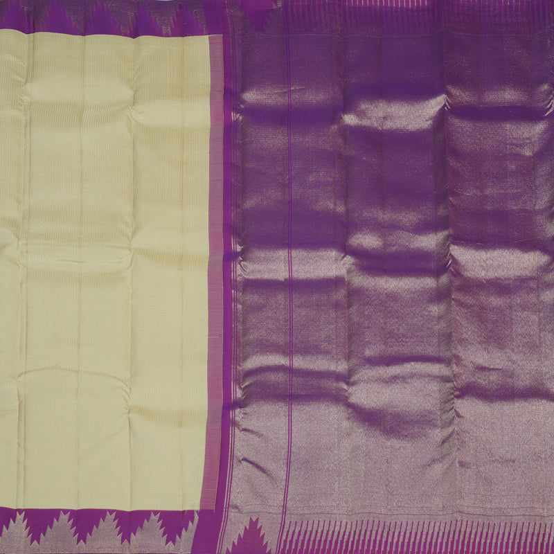 Hayagrivas Handloom Beige Kanjivaram Silk Saree with Purple Border SSCBF23D4-3