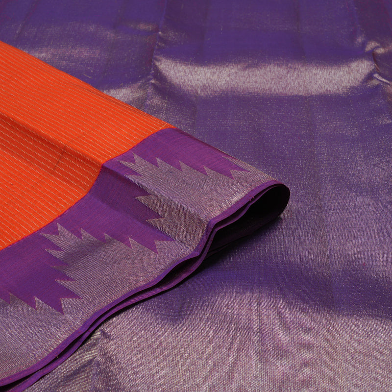 Hayagrivas Handloom Fanta Orange Kanjivaram Silk Saree with Purple Border SSCBF23D4-4