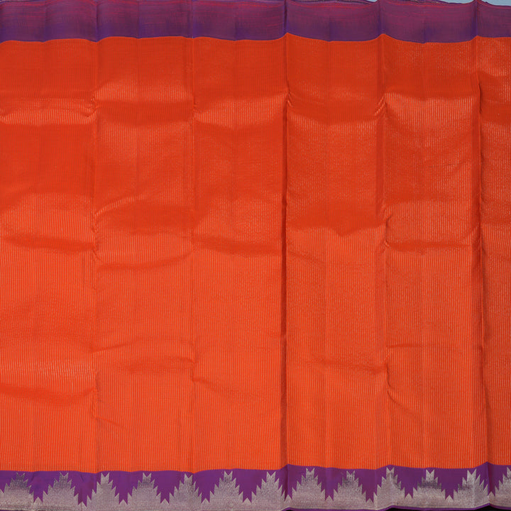 Hayagrivas Handloom Fanta Orange Kanjivaram Silk Saree with Purple Border SSCBF23D4-4