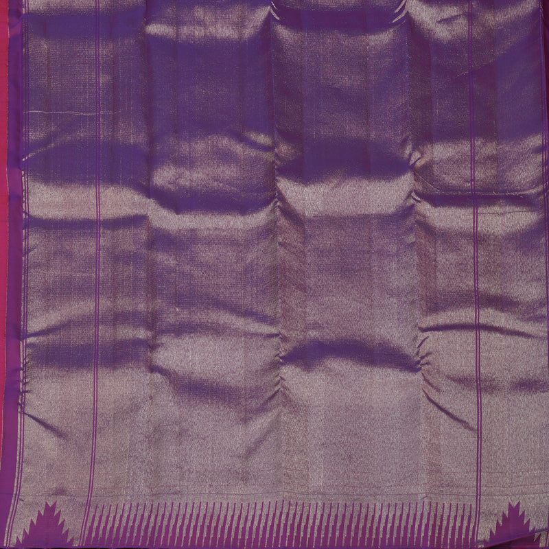 Hayagrivas Handloom Fanta Orange Kanjivaram Silk Saree with Purple Border SSCBF23D4-4