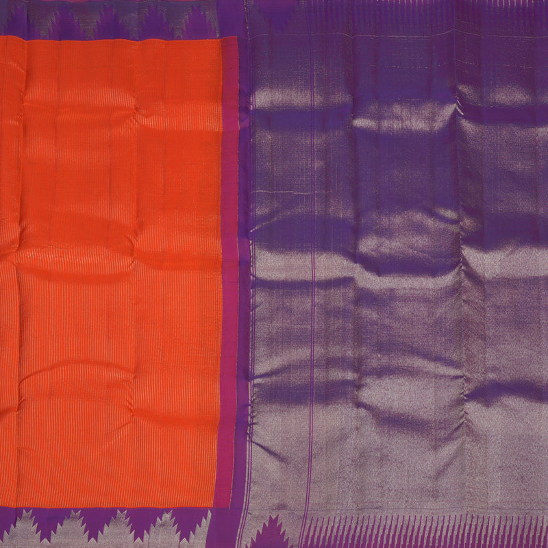 Hayagrivas Handloom Fanta Orange Kanjivaram Silk Saree with Purple Border SSCBF23D4-4