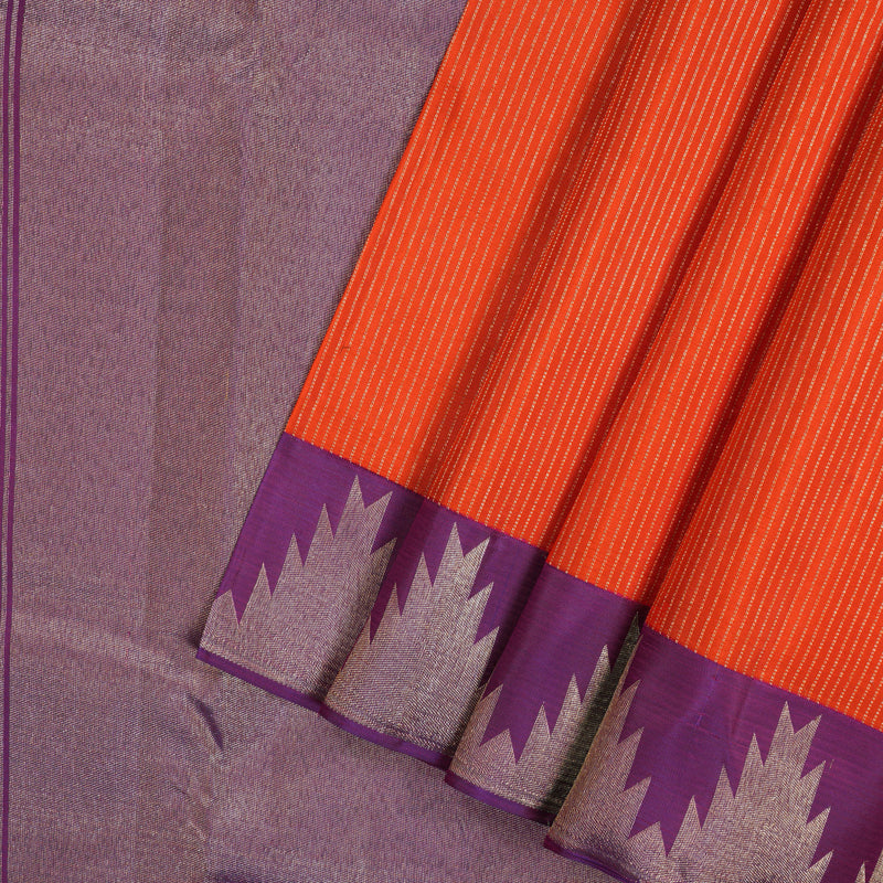 Hayagrivas Handloom Fanta Orange Kanjivaram Silk Saree with Purple Border SSCBF23D4-4