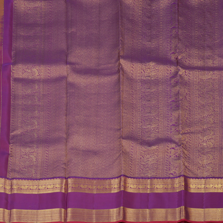 Hayagrivas Handloom Sampanga Yellow Kanjivaram Silk Saree with Vadamalli Purple Border SSCBF23D6-2